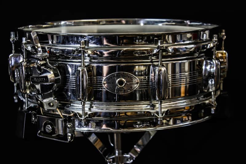 Rogers "7-Line" Dyna-Sonic 5x14" Chrome Over Brass Snare Drum with Bread and Butter Lugs Early 1960s image 1