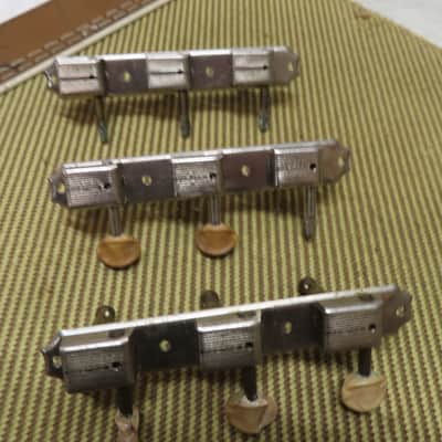 KLUSON 1940's 50's 60's TUNERS 3-side NICKEL SINGLE LINE DELUXE TUNERS BASS SIDE ORIGINAL VINTAGE REPAIR image 3