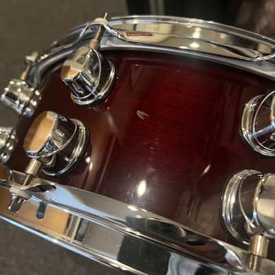 Mapex Saturn Series 5.5x14" Maple/Walnut Snare Drum in Transparent Cherry Red Lacquer image 5