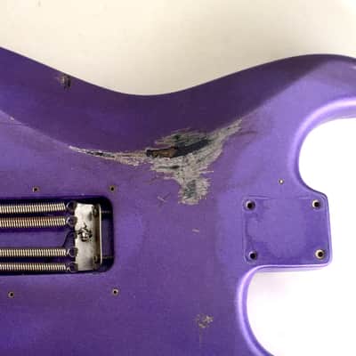 Lefty Vintage Fender “Super Heavy Relic” Hendrix Strat Solid Guitar Body Custom Purple Metallic 4.8 lb Alder image 9