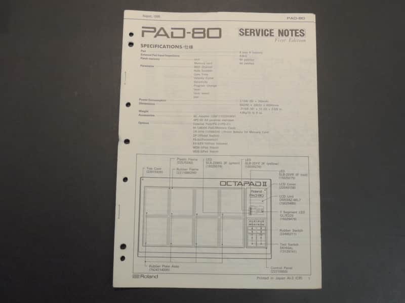 Roland PAD-80 Service Notes [Three Wave Music] image 1