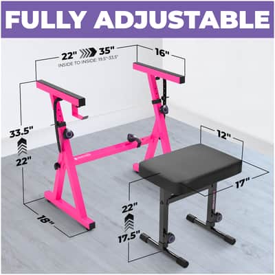 Liquid Stands Pink Piano Keyboard Stand and Bench Set - For 54-88 Key Electric Pianos - Sturdy Keyboard Music Stand and Seat image 2