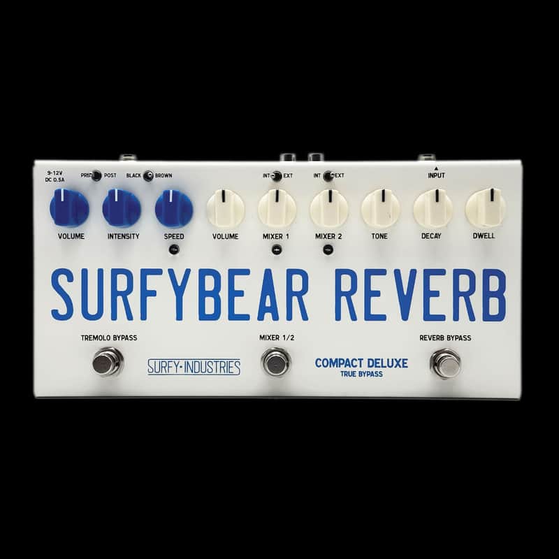 Surfy Industries SurfyBear Compact Deluxe Reverb and Tremolo Guitar Effect Pedal image 1