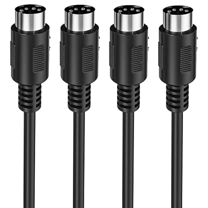MIDI Cable, 2-Pack 3-Feet Male to Male 5-Pin MIDI Cable Compatible with MIDI Keyboard, Keyboard Synth, Rack Synth, Sampler, External Sound Card, Sound Source and Other Music Gear image 1