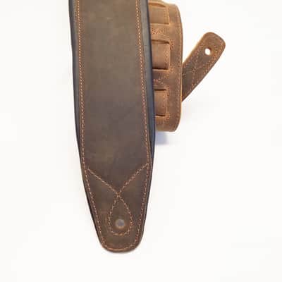 Padded Genuine Leather Guitar or Bass Strap 3.25" Wide Lightly Distressed image 14