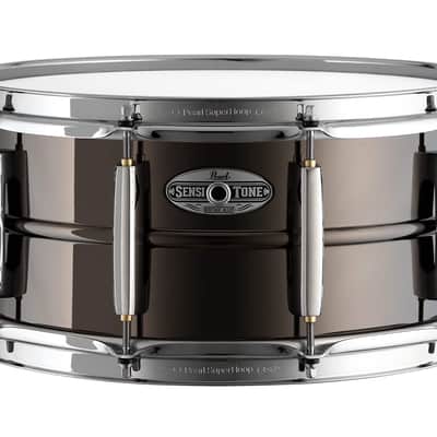 Pearl 14"x6.5" SensiTone Heritage Alloy Black Nickel-over-Brass Snare Drum with Beaded Shell, 2.3mm Triple-Flanged Hoops, and 10 arched CL Lugs image 1