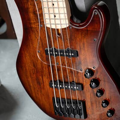 Cort GBFUSION5ABB GB-Fusion 5 Solid Alder Body Spalted Maple Top Hard Maple C Shape Neck 5-String Electric Bass Guitar w/Gig Bag image 13