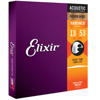 Elixir 16182 NANOWEB® Phosphor Bronze Acoustic HD Light 13-53 image 1