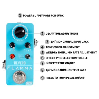 FLAMMA FC02 Digital Reverb Pedal with Studio Church Plate Reverb Effects Pedal True Bypass,price include the import duty for US buyer image 7