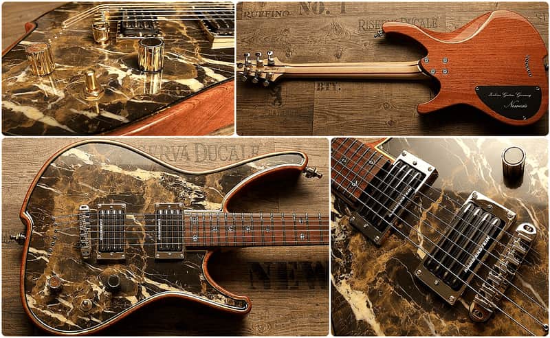 Zerberus-Guitars  Gorgonized Nemesis 2016 Black&Gold Marble Hardshell Case Included image 1