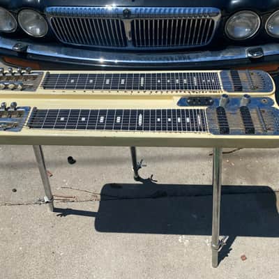 Guyatone Dual 8 string steel guitar with case Late 70ish - Cream white image 10