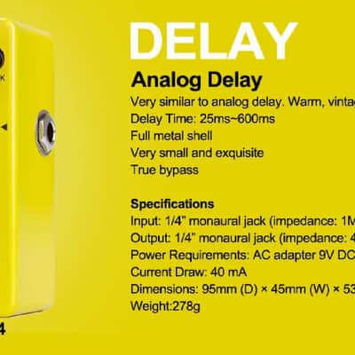 Rowin Delay Pedal Yellow Guitar MINI Analog Guitar Effect Pedal SEPT SPECIAL $28.00 image 7