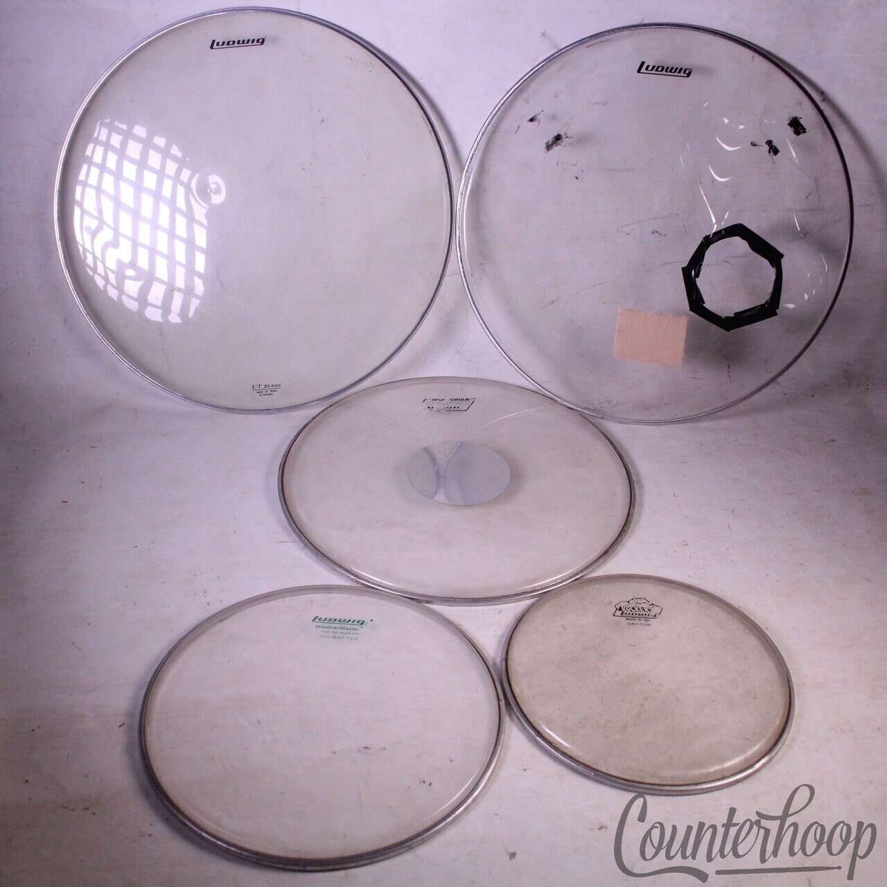 Ludwig Clear Drum Heads Pack/Set 2x 18"+15,12,10 Bass Batter/Resonant, Floor Tom — main photograph