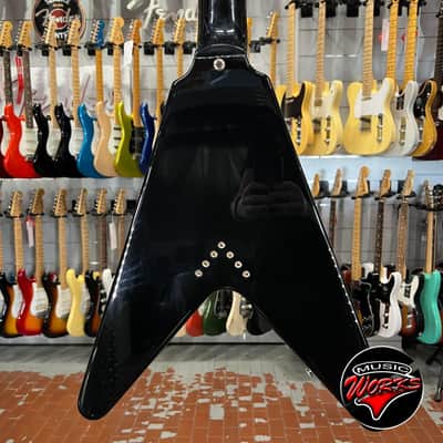 Epiphone   Korina Flying V 7 Corde Black + Invader + Gibson Wiring image 8