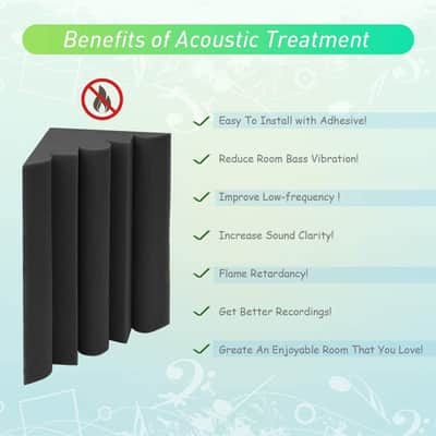 12 Pack Set 7" X 7" X 12" Acoustic Foam Bass Traps Corner Studio Foam with Adhesive Tape image 3