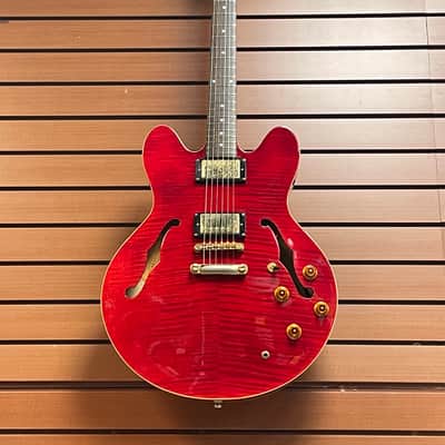 Epiphone Dot Deluxe Flame Top in Transparent Red 2003 w/OHSC image 1