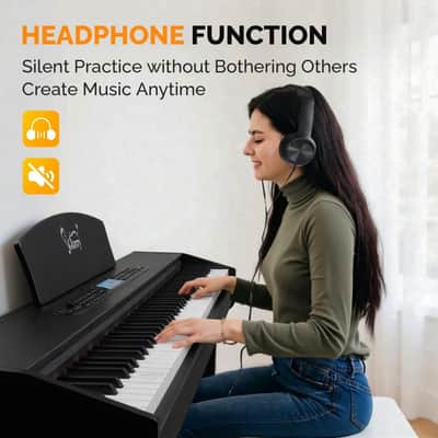 Glarry GDP-209 88-Key Home Fully Weighted Hammer-action Keybed Digital Piano Black with Wood Grain Finish image 6