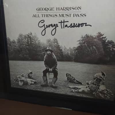 George Harrison Signed  Acoustic Guitar & Album Cover w/ Full Size Poster in Shadowbox image 5