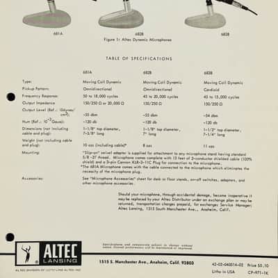 Vintage 1960's Altec 683B dynamic microphone w period Atlas DS5 stand prop display 633A 632C image 2