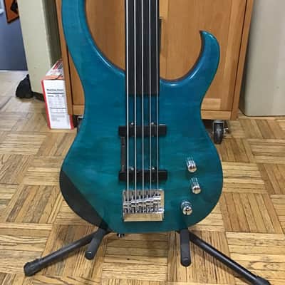 Modulus 5 String Fretless Neck-thru 1988 Teal image 1