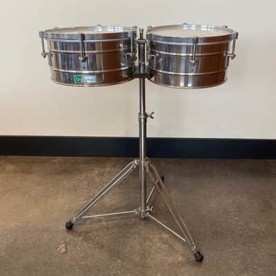 Latin Percussion LP255-S Tito Puente Signature 12/13" Stainless Steel Timbales with Stand - Steel/Chrome image 7