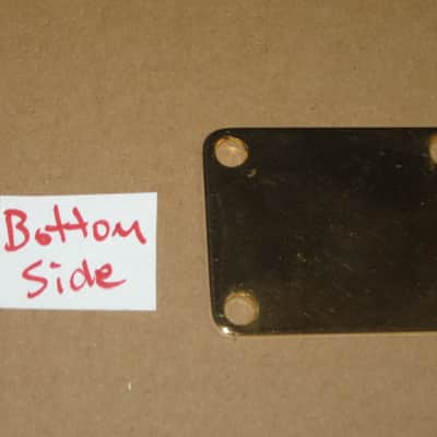very lightly relic'd genuine Fender Gold Four Bolt Neck Plate (gold plated steel) +screws p/n 0991447200 (blank, NO Micro-Tilt Adjustment) from 2002-2003 SRV Artist Ser Strat (NO guitar) but can be used on dif year guitar / bass] Screws: # 8, 1&1/4" L image 23