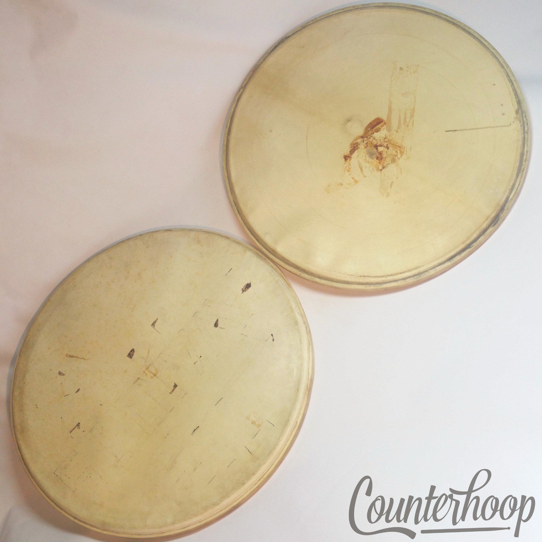 Rogers 2x 22"Calf Skin Bass Drum Heads Calfskin Batter/Resonant Vintage 50s USA — main photograph