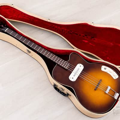1961 Kay K5965 Pro Howlin' Wolf Vintage Hollowbody Bass Guitar Sunburst, 100% Original w/ Case, K162 image 20