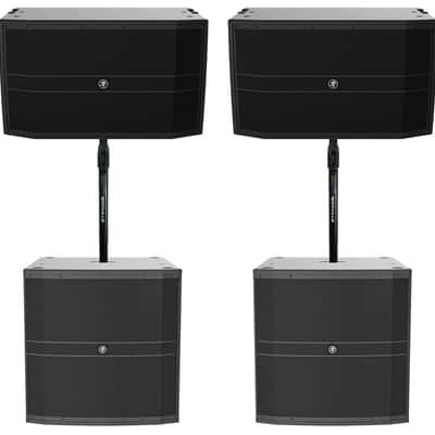 2) Mackie DRM12A-P 2000w 12" DJ PA Speakers+2) 18" Passive Subs+Air Assist Mount image 1