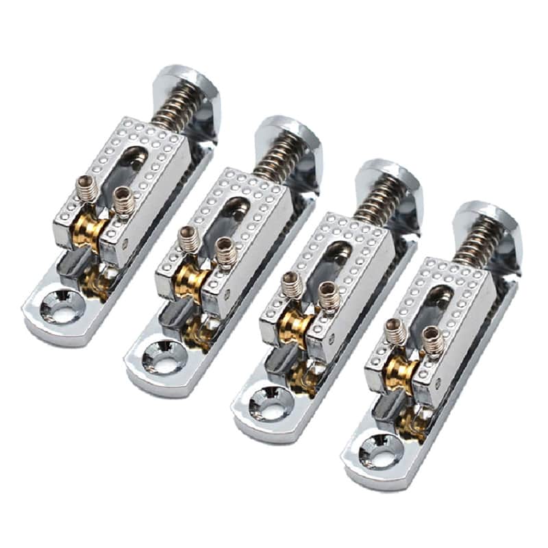 Chrome 4 String Single String Roller Saddles Bridge image 1