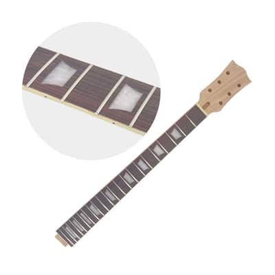 Mahogany Electric Guitar Neck 22 Frets 24.75 Inch Scale Rosewood Fretboard with Binding Normal Nut Set-In Heel Guitar Parts Replacement Unfinished (Trapezoid Inlay) image 2