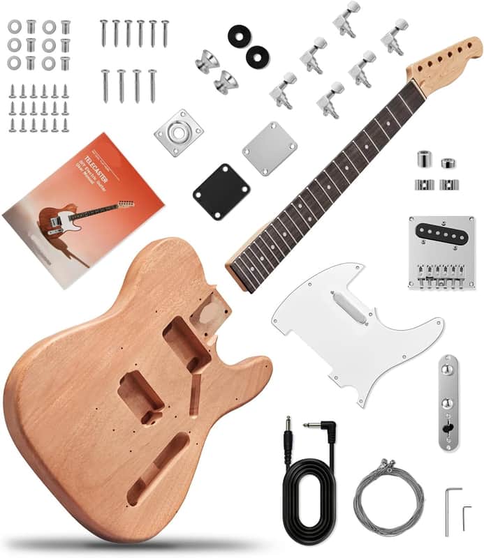 Electric Guitar Kit with SS Pickups, Mahogany Body, Maple Neck, Purpleheart Fingerboard, Build Your Own Solid Body Electric Guitar, Easy Assembly 6 String DIY Guitar Kit image 1