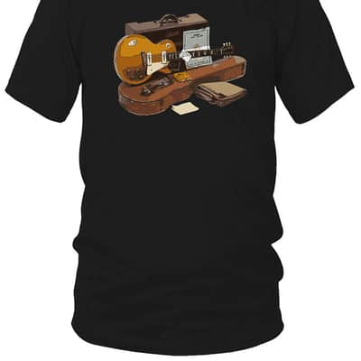 Goldtop and Amp Guitar Black T-Shirt - Small image 2