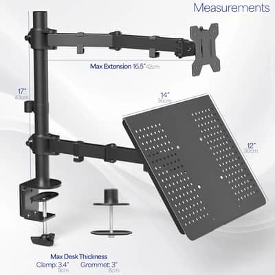 Laptop & Monitor Studio Desk Mount – Adjustable Black VESA Stand for Music Production & Home Studio Setups image 4