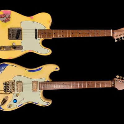 Billy Handy Junior’s Gas Station “RattleStrat” Relics - Olympic White Paisley Finish - w/ HSC - Partscaster Relic - S and T Style Set image 3