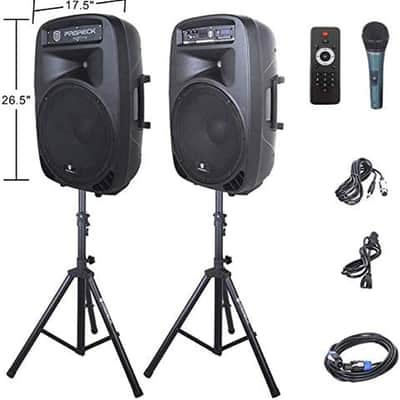 PRORECK PARTY 15 Portable 15-Inch 2000 Watt 2-Way Powered PA Speaker System Combo Set with Bluetooth/USB/SD Card Reader/FM Radio/Remote Control/LED Light image 8