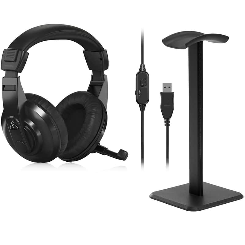 Behringer HPM1100U Closed-Back Multi-Purpose USB Stereo Headset WITH TURNSTILE DESKTOP HEADPHONE STAND image 1