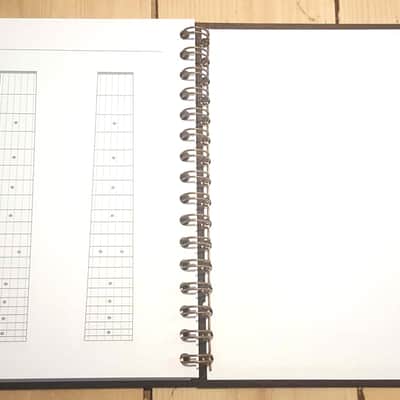 Guitarist's notebook for keeping tabs, chords, fretboard maps, lyrics, and amp settings. Hardcover. image 6
