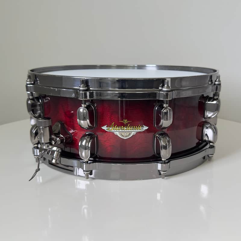 5.5x14” Tama Starclassic All Bubinga Shell Snare Drum, Lacquer Burst image 1
