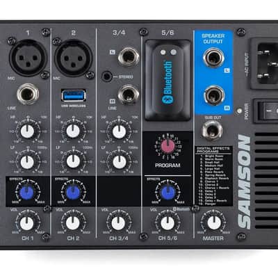 Samson Expedition XP300 Portable PA System. Stereo 6" 2-way Monitors with removable 6-channel powered mixer (2 x 150 watts) with Bluetooth image 4