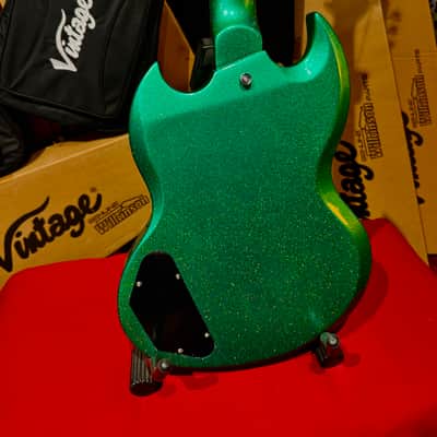Vintage Guitars 30th Anniversary VS6 Electric Guitar with Vintage Style Vibrato  Green Metalflake image 9