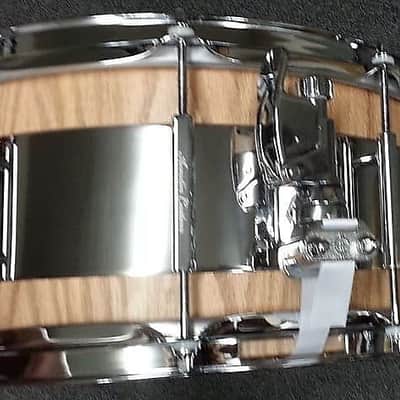 Acoutin 6.5x14" Custom Stave Red Oak/Steel Hybrid Snare Drum image 3