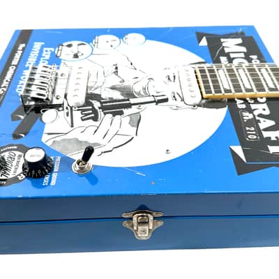 Awesomesauceguitars electric guitar made from a vintage microscope box Diddley Bo cigarbox guitar The Boxcaster 2026 - Blue box image 4