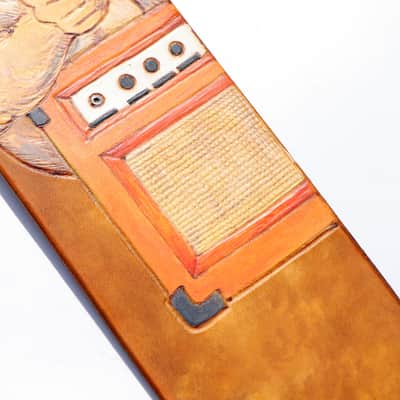 burnyblack custom made guitar strap - gungaroo brown/orange image 8