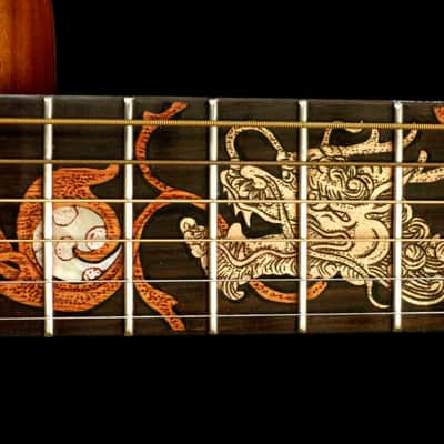 Acoustic Dreadnought Guitar Handmade by Blueberry Dragon Motif image 7