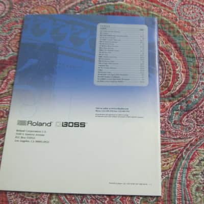 very litely handled genuine Roland / Boss 2002 New Product Catalog Vol. 1 (January 2002) - features 24 products - color, semi gloss sheen, thin quality paper, 44 Total Pages from Front Outer Cover to Back Outer Cover, L: 11" x W: 8 & 3/8" printed in Japan image 22
