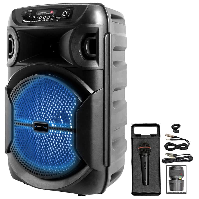 Technical Pro Rechargeable 8" LED Karaoke Machine System w/Bluetooth+Microphone image 1