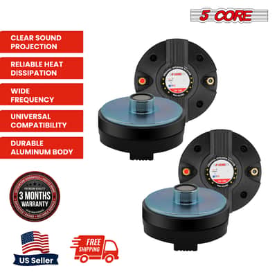 5 Core Compression Driver 1″ PA Horn Tweeter 2Pc Pro Audio 800W 1.75″ Voice Coil 20Oz Magnet 8Ohm Driver image 2