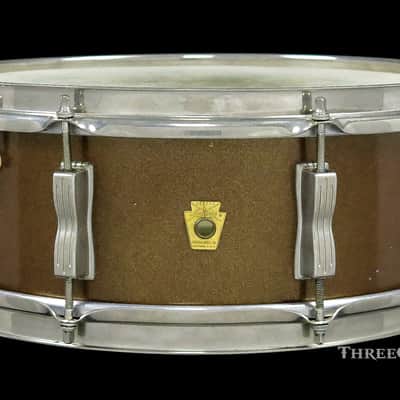 1965 Ludwig Bronze Mist Jazz Festival Snare Drum Keystone :  5 x 14 image 1
