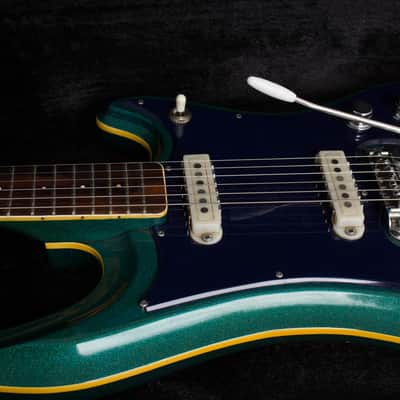 Guyatone  LG-350T Sharp Five Solid Body Electric Guitar,  c. 1970, black hard shell case. image 14